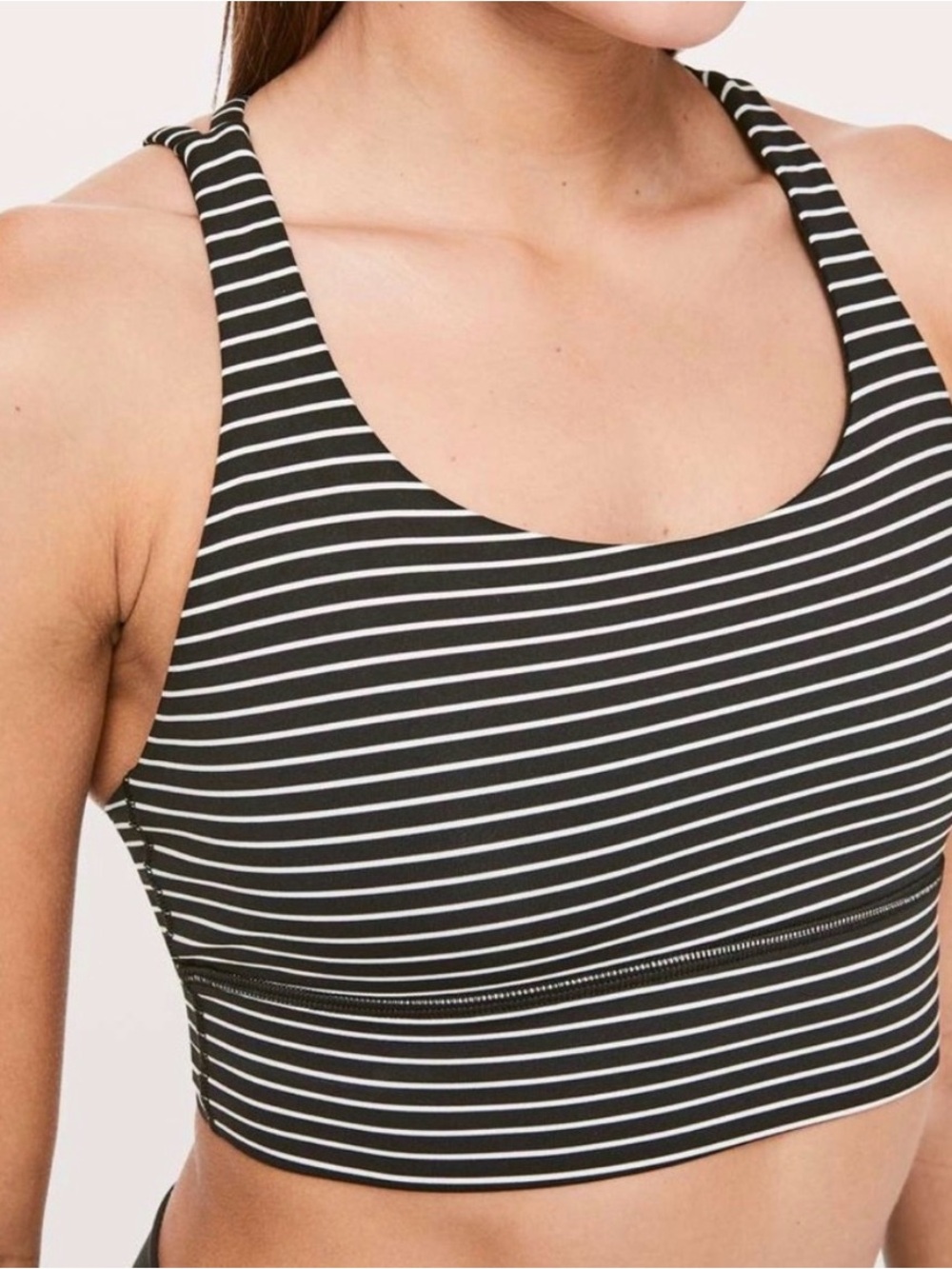 lululemon athletica Olive Green & White Striped Sports Bra